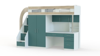 Современная Кровать-чердак с рабочей зоной Мираж 5 BMS