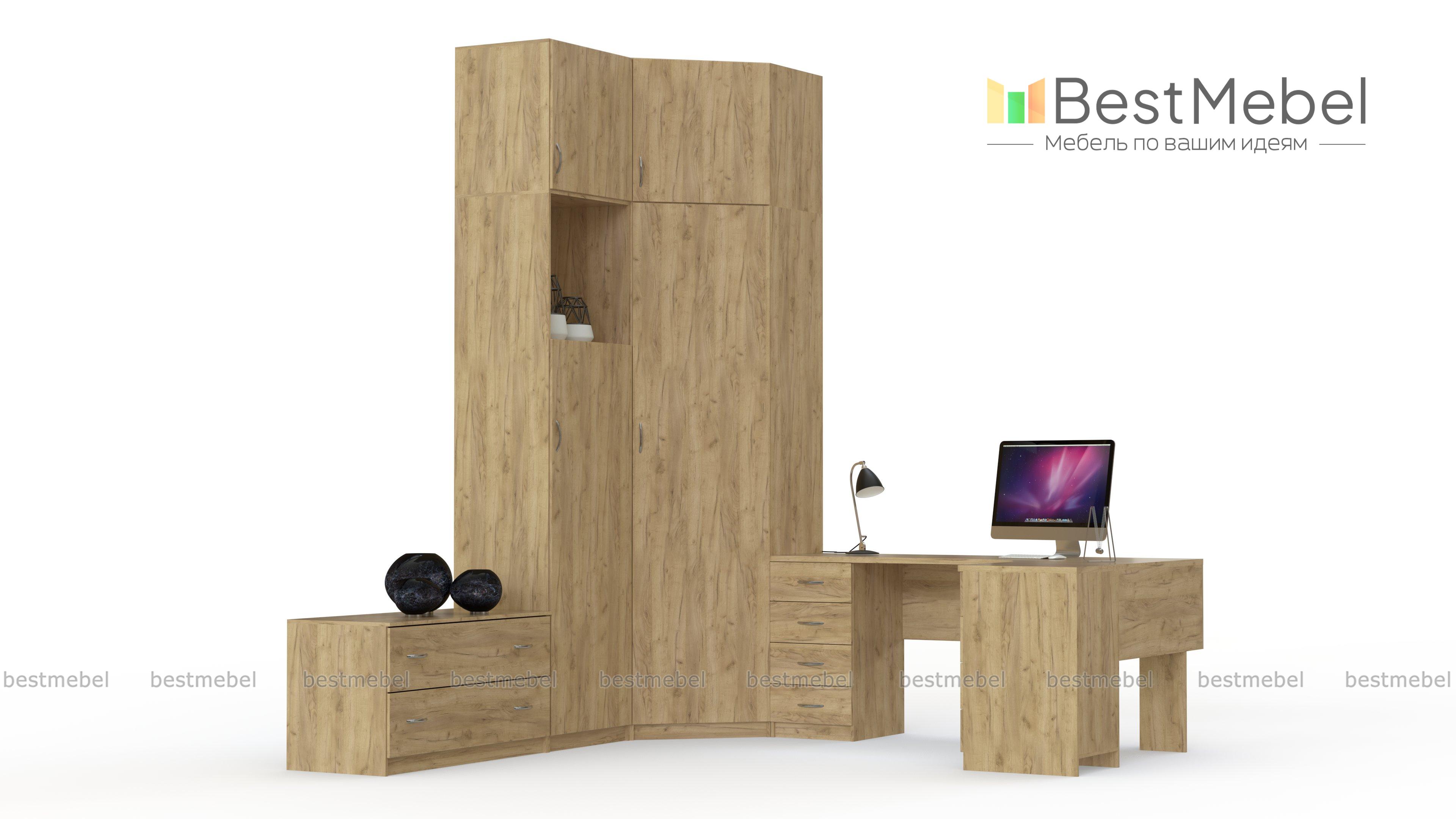 Шкаф угловой со столом Ученический BMS - Фото