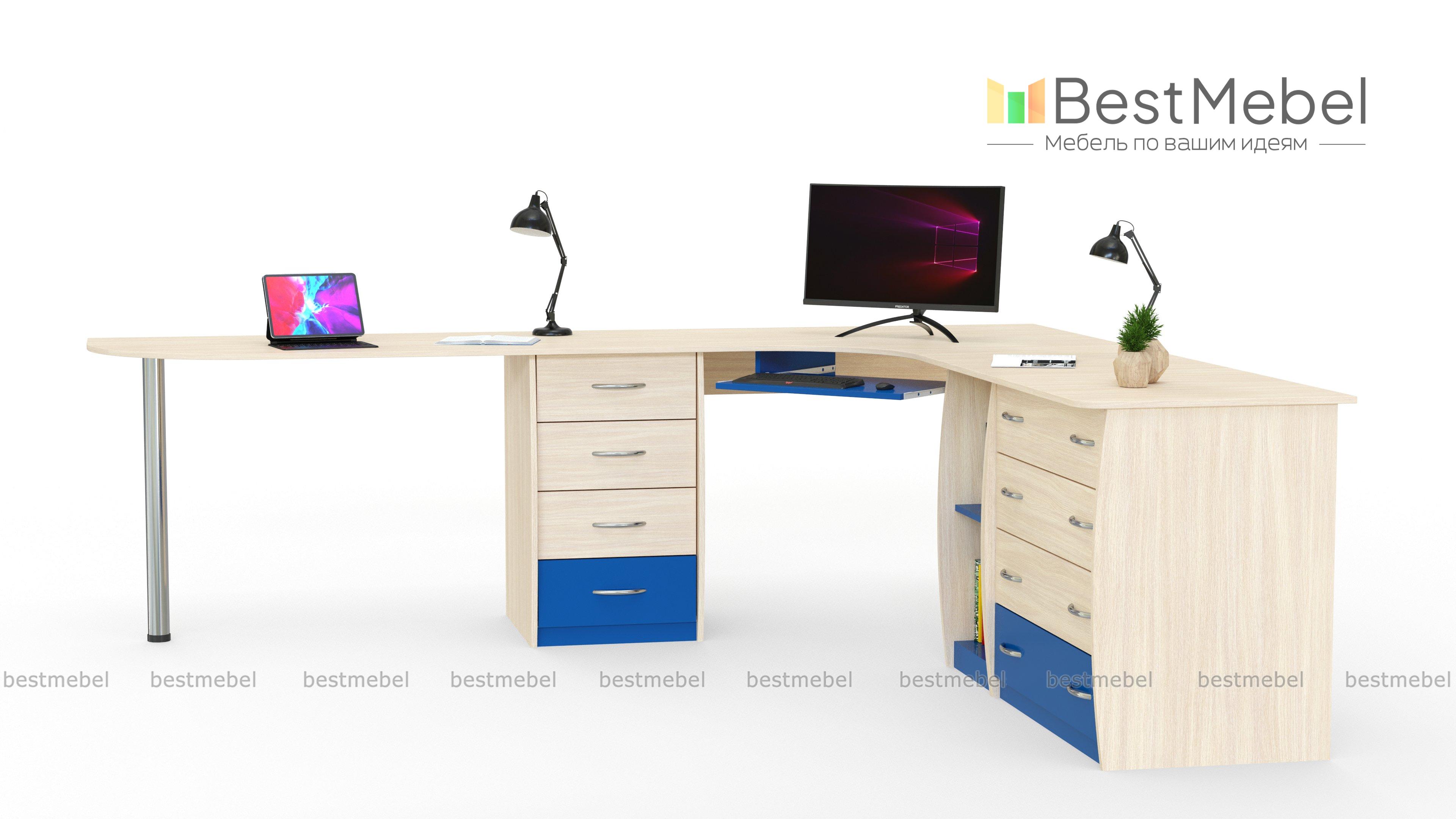 Угловой письменный стол для двоих Нико 88 BMS - Фото