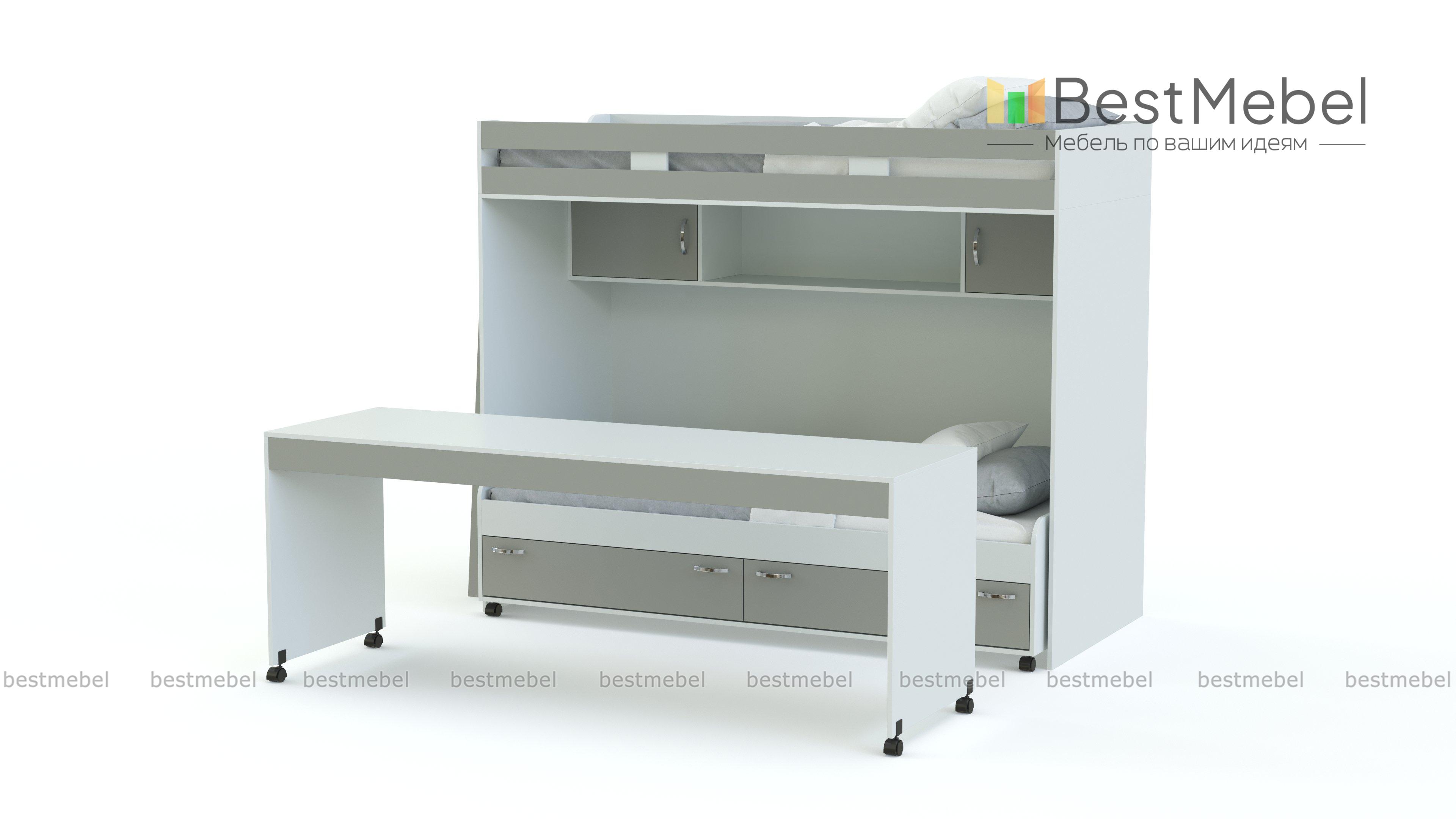 Двухъярусная кровать со столом Фанни 9 BMS - Фото