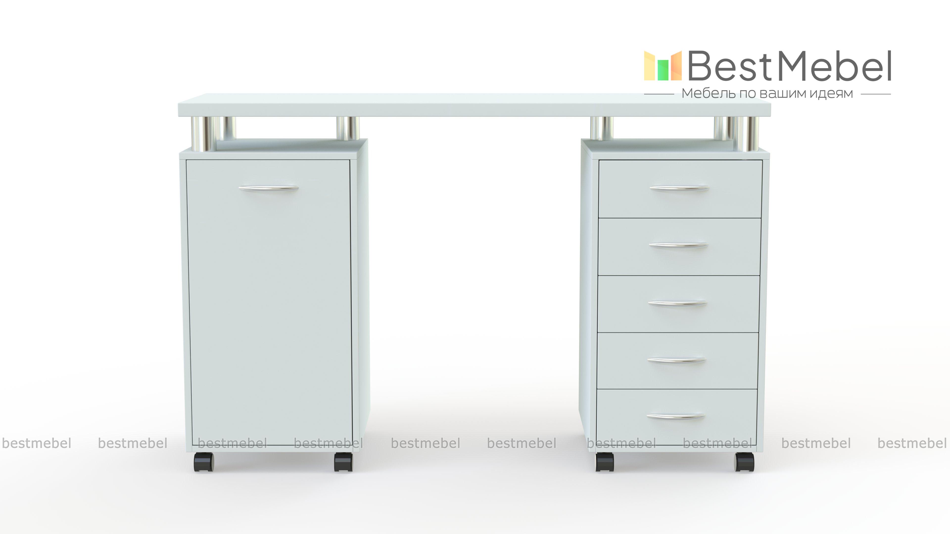 Стол маникюрный с 2 тумбами Лавра BMS - Фото