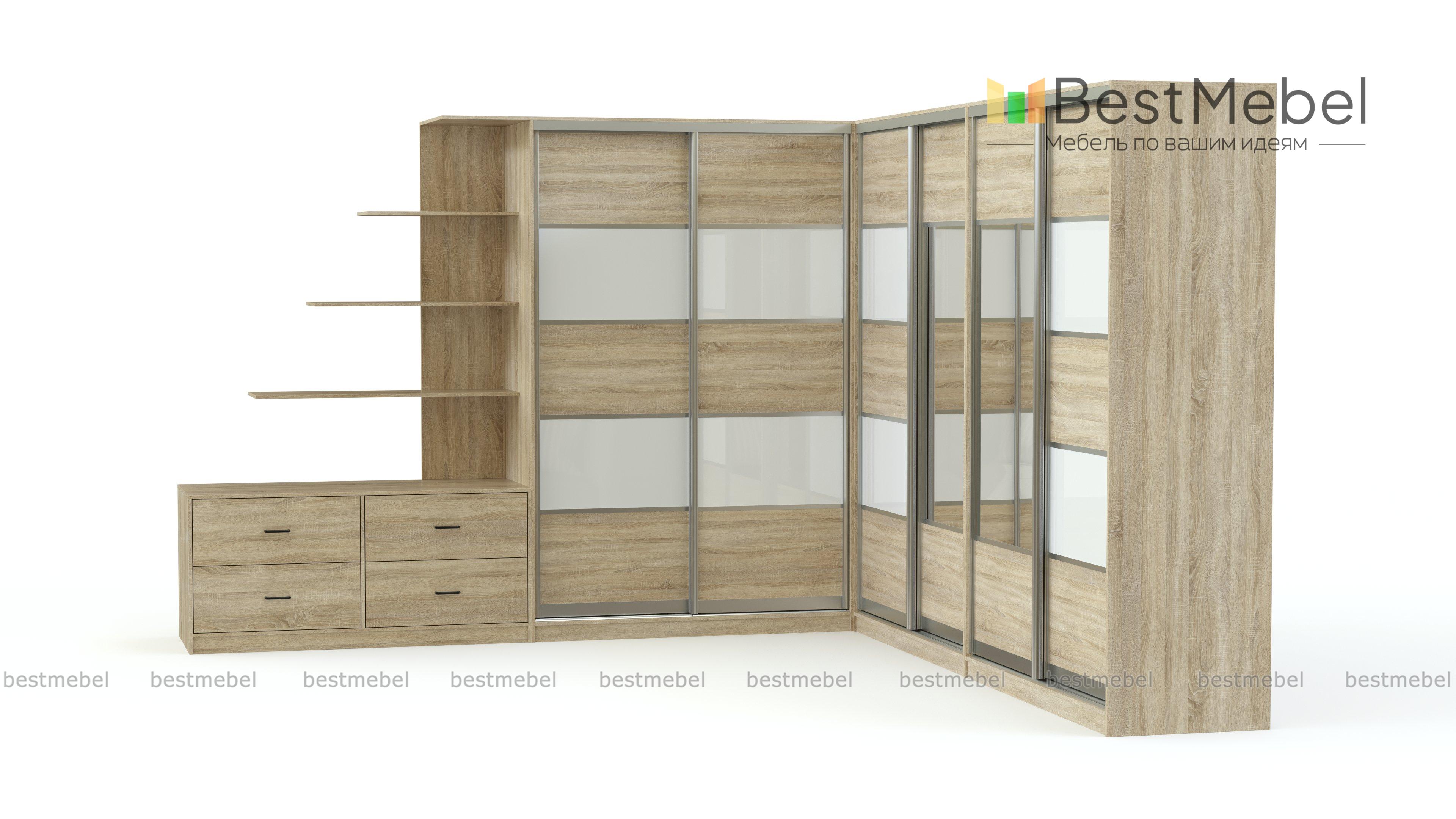 Шкаф-купе Г-образный с тумбой Шекспир BMS - Фото