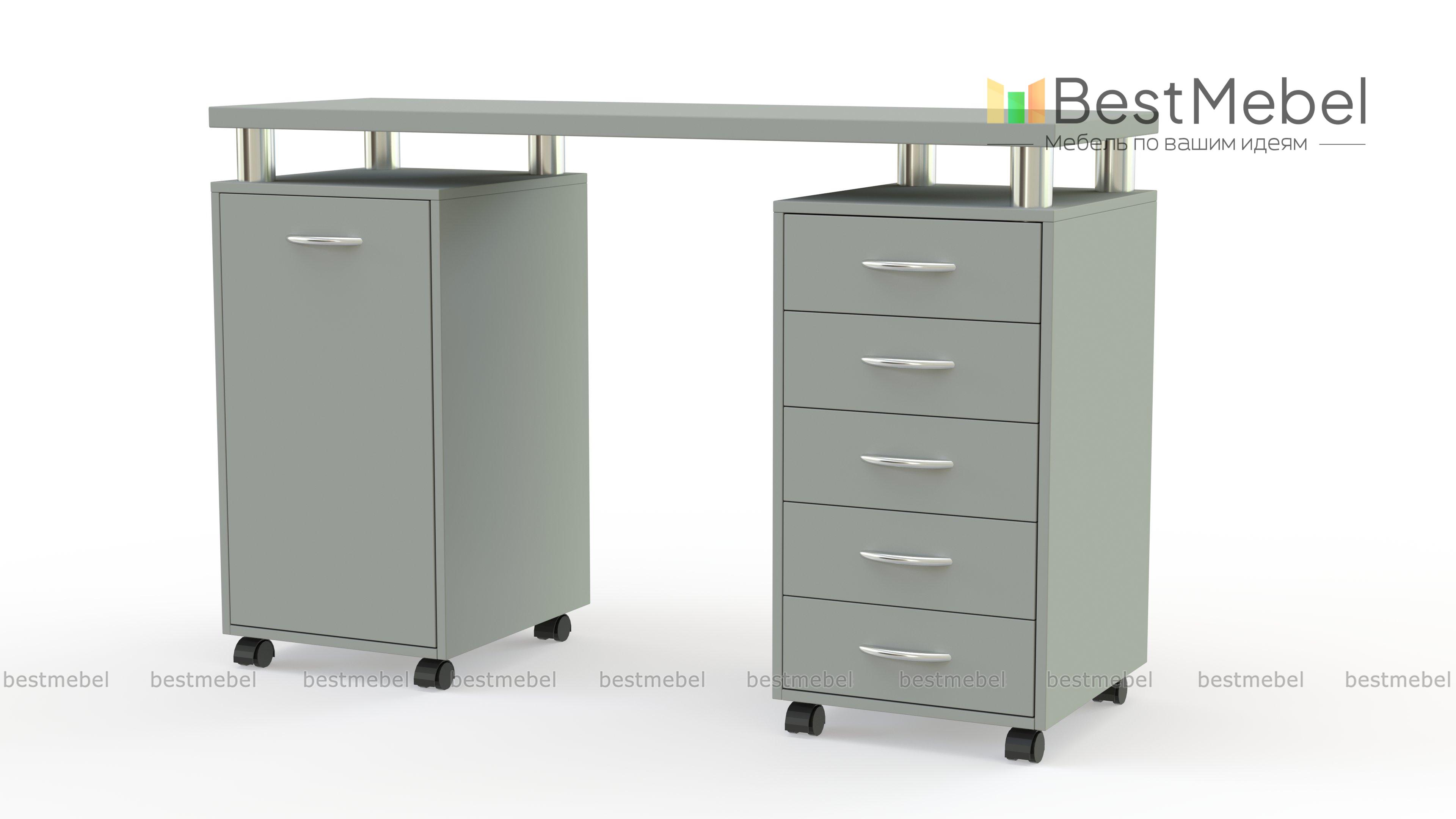 Стол маникюрный с 2 тумбами Лавра BMS - Фото