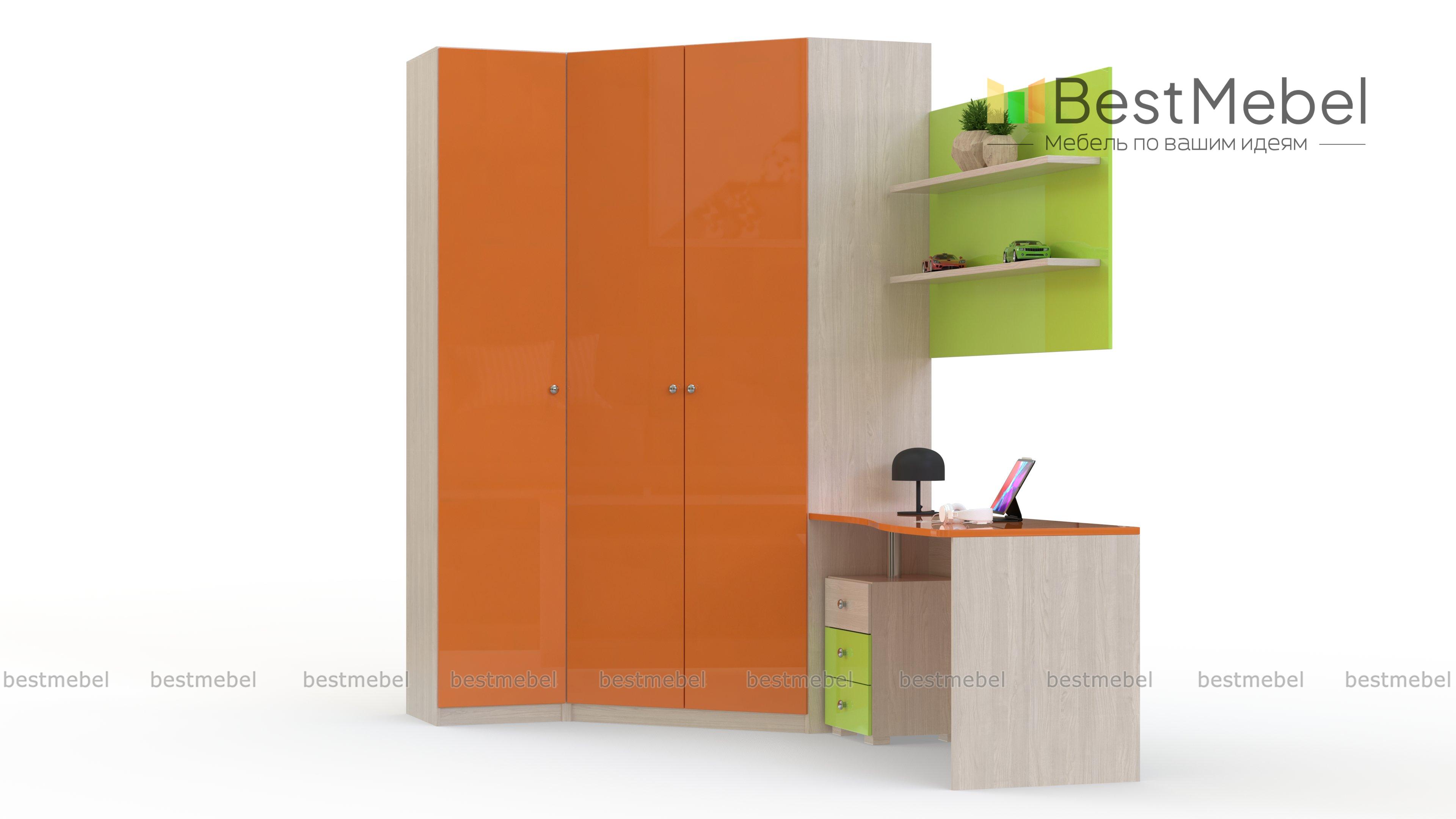 Шкаф угловой со столом Ярко BMS - Фото