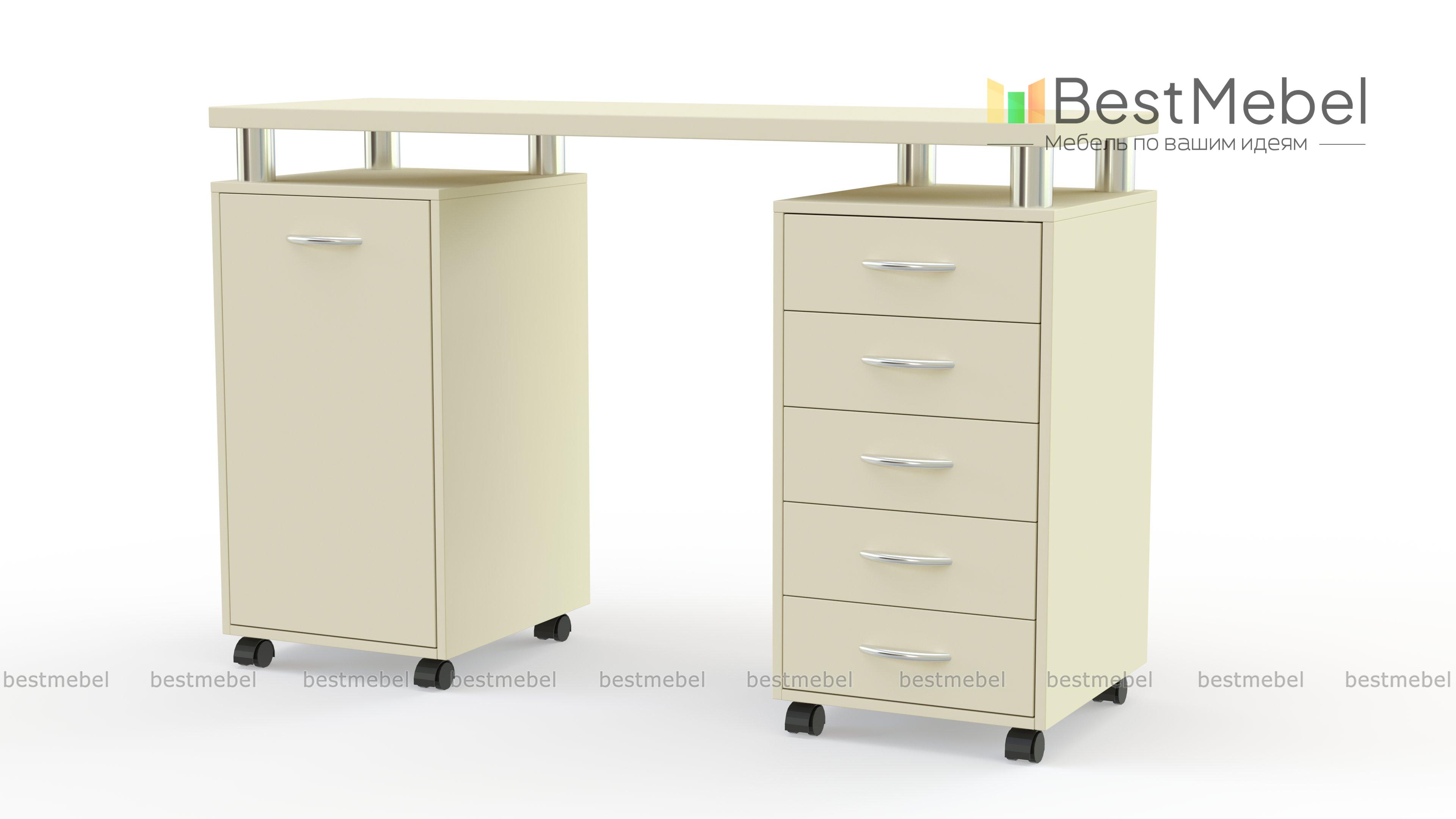 Стол маникюрный с 2 тумбами Лавра BMS - Фото