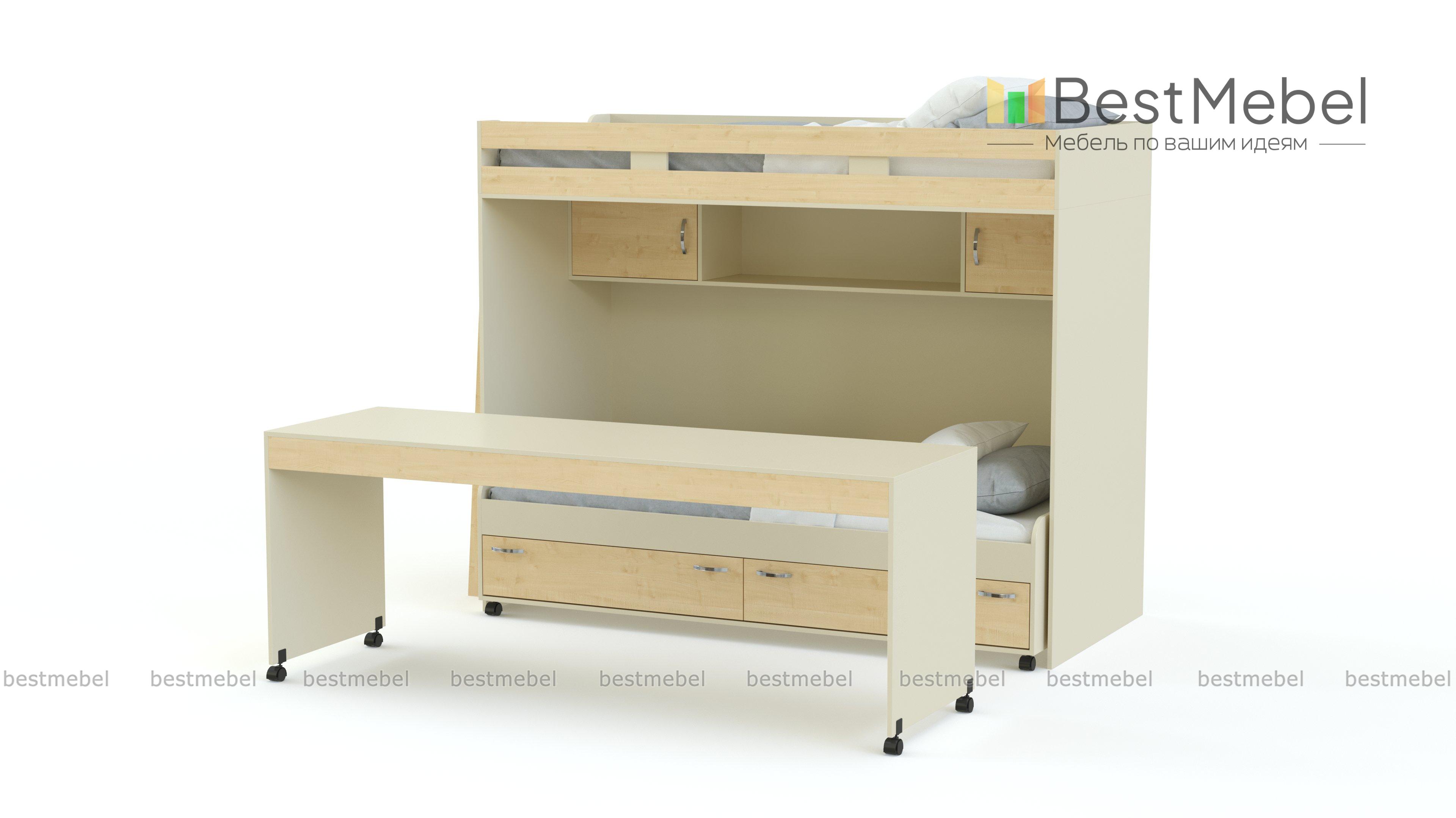 Двухъярусная кровать со столом Фанни 9 BMS - Фото