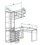 Угловой компьютерный стол со шкафом Марта 12 BMS (1800х2100х600)