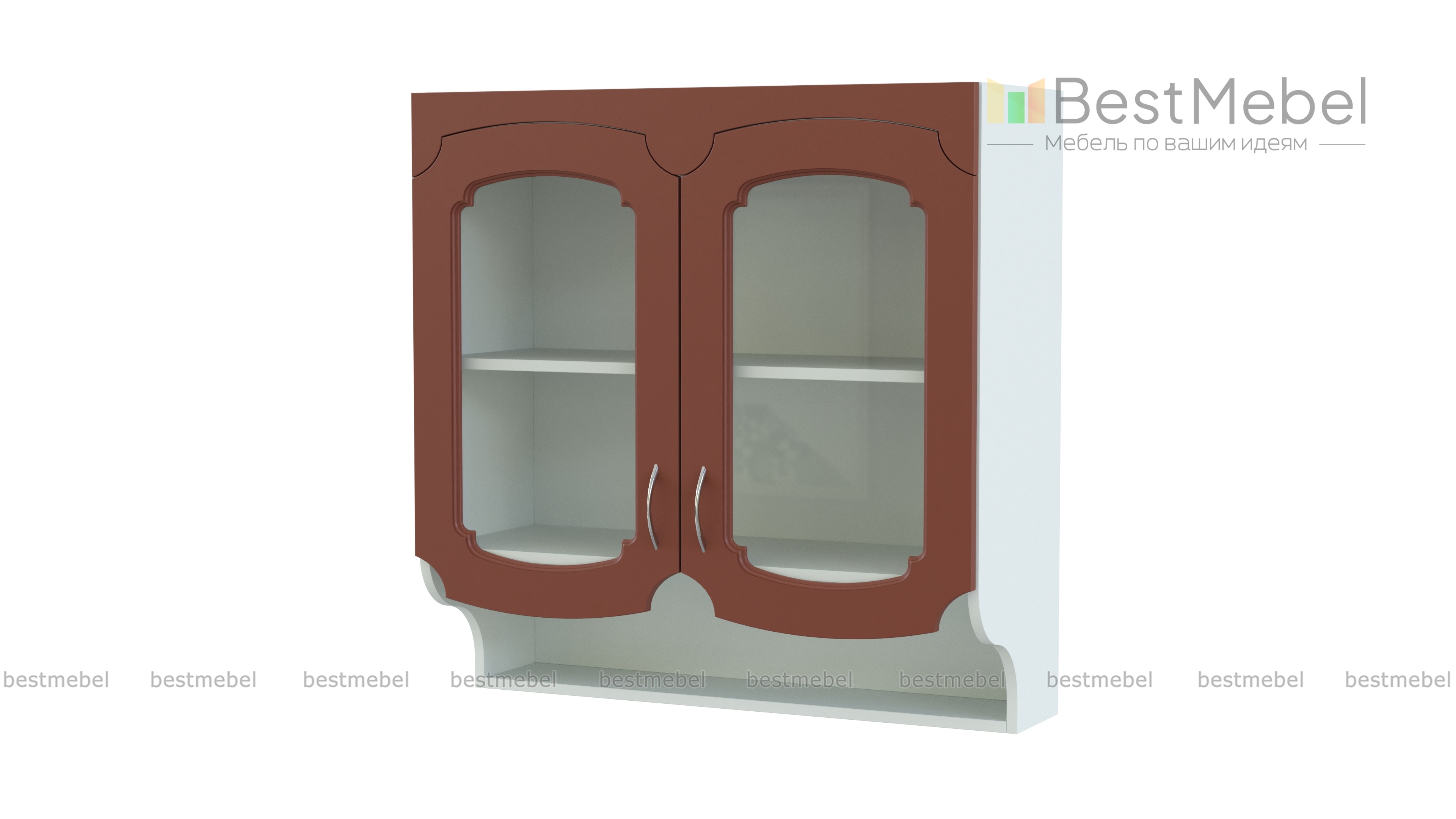 Эмилия шкаф-витрина фигурный с полками BMS