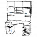 Схема сборки Письменный стол Соло 021 с надстройкой Соло 013 BMS