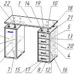 Схема сборки Стол маникюрный с 2 тумбами Лавра BMS