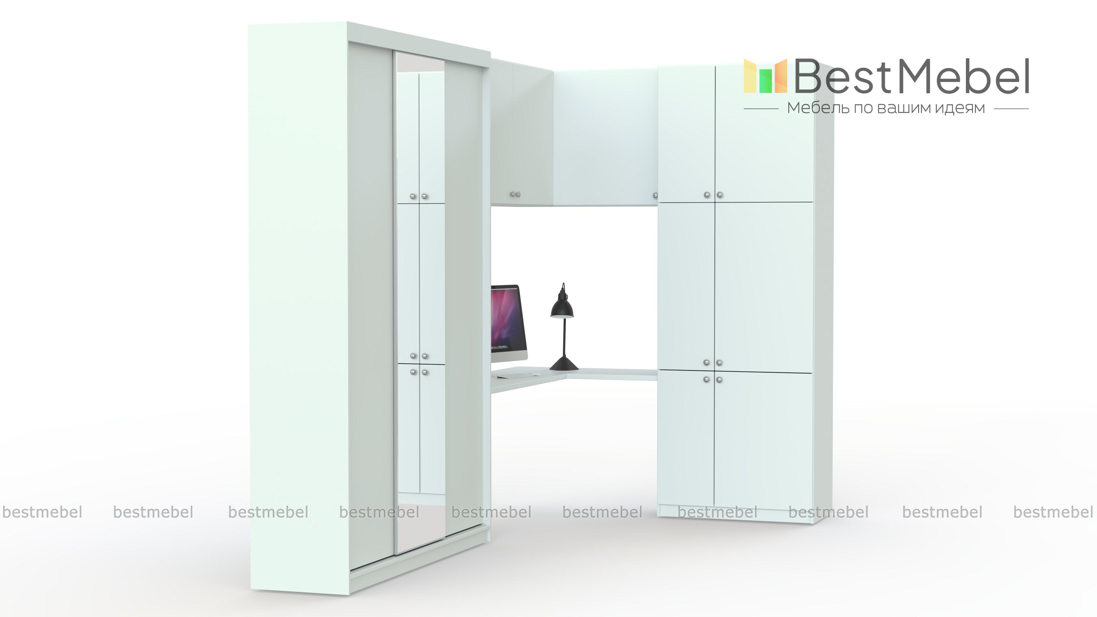 Шкаф-купе с зеркалом и столом Моника BMS - Фото