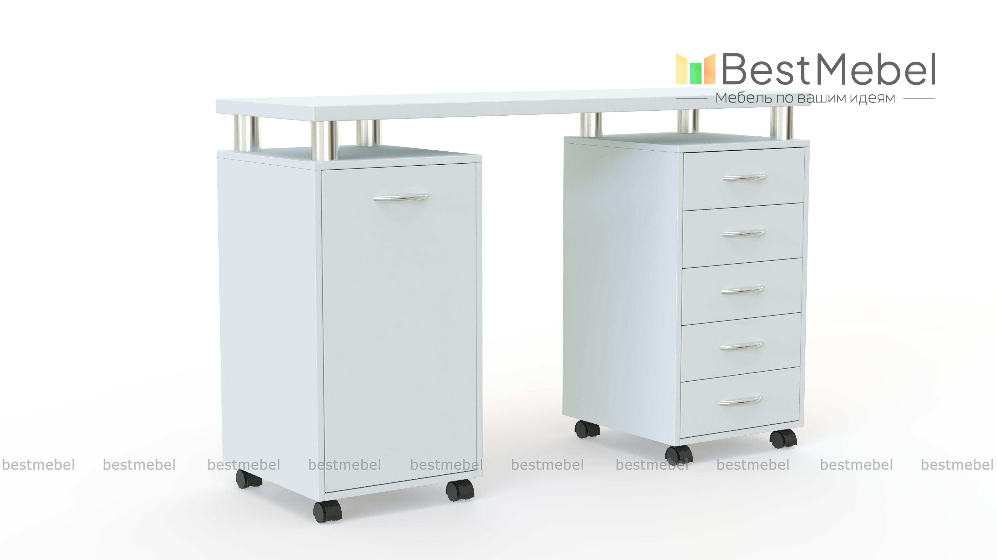 Стол маникюрный с 2 тумбами Лавра BMS - Фото