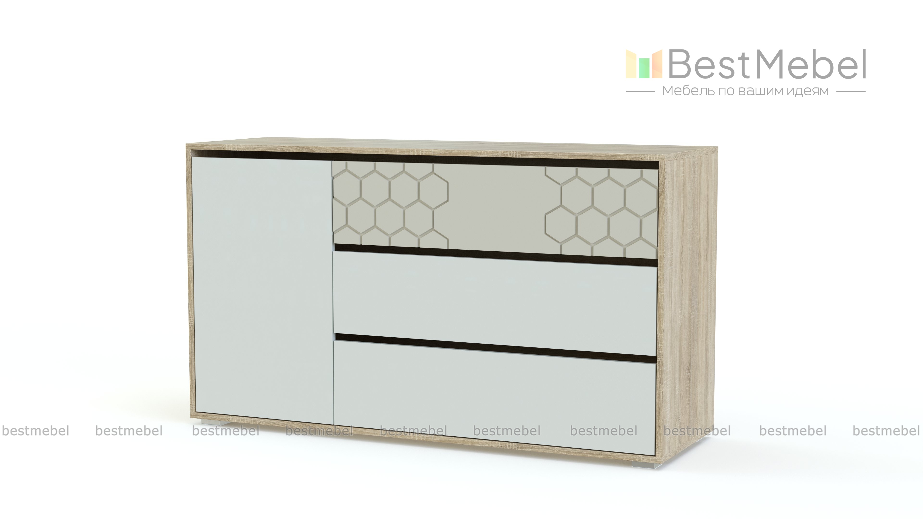 Комод с дверкой и тремя ящиками Мальта BMS