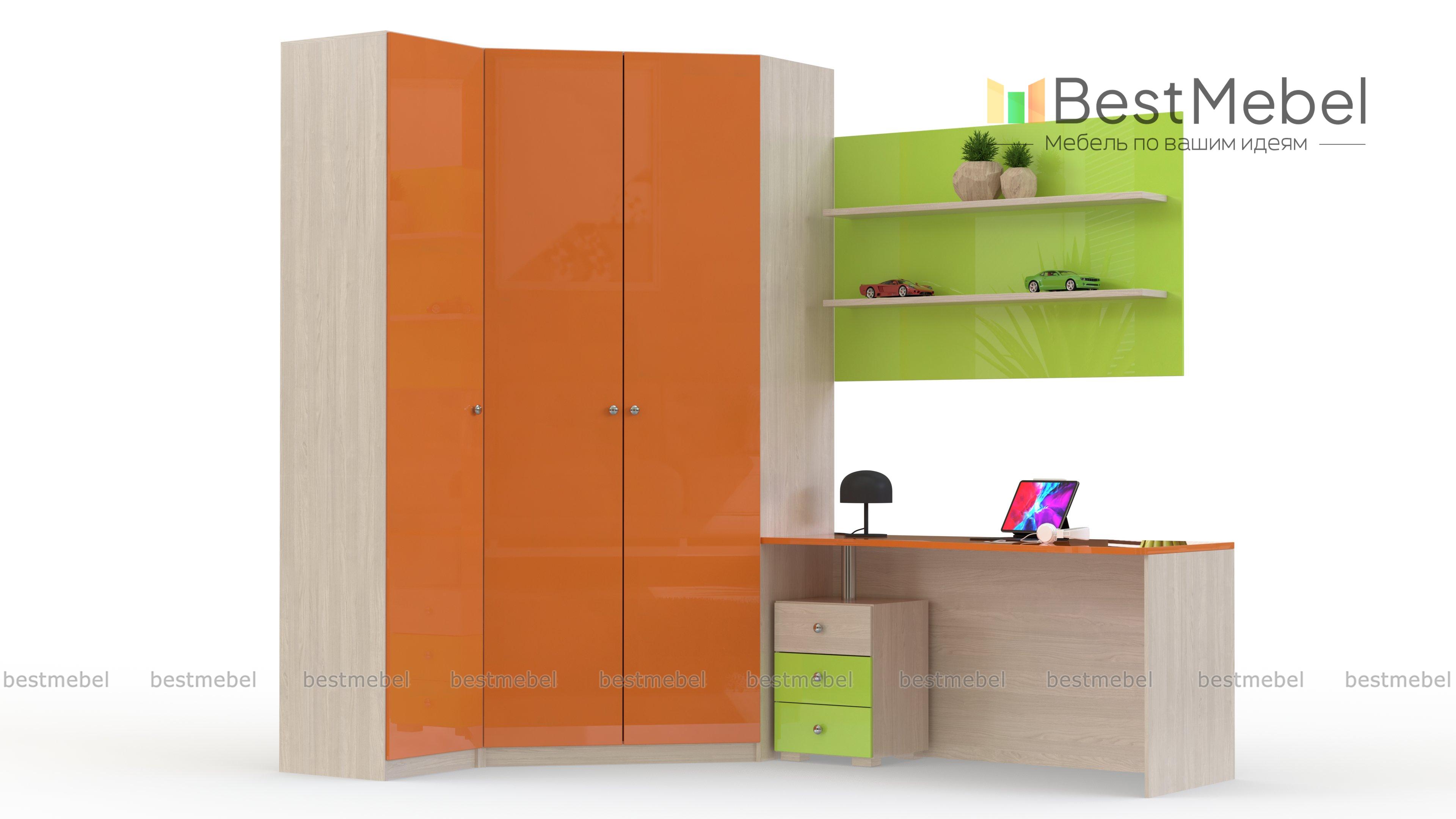 Шкаф угловой со столом Ярко BMS - Фото