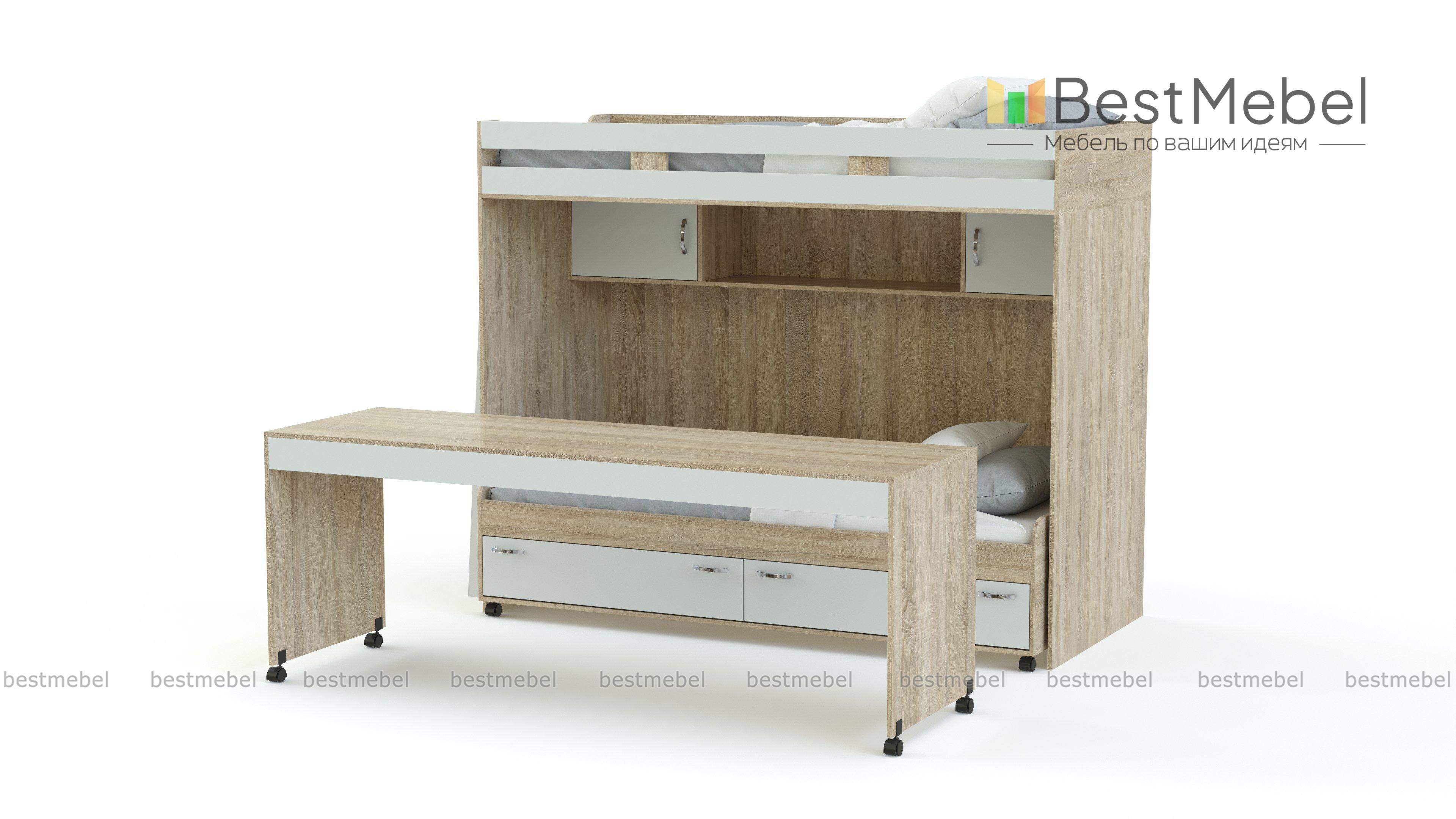 Двухъярусная кровать со столом Фанни 9 BMS - Фото