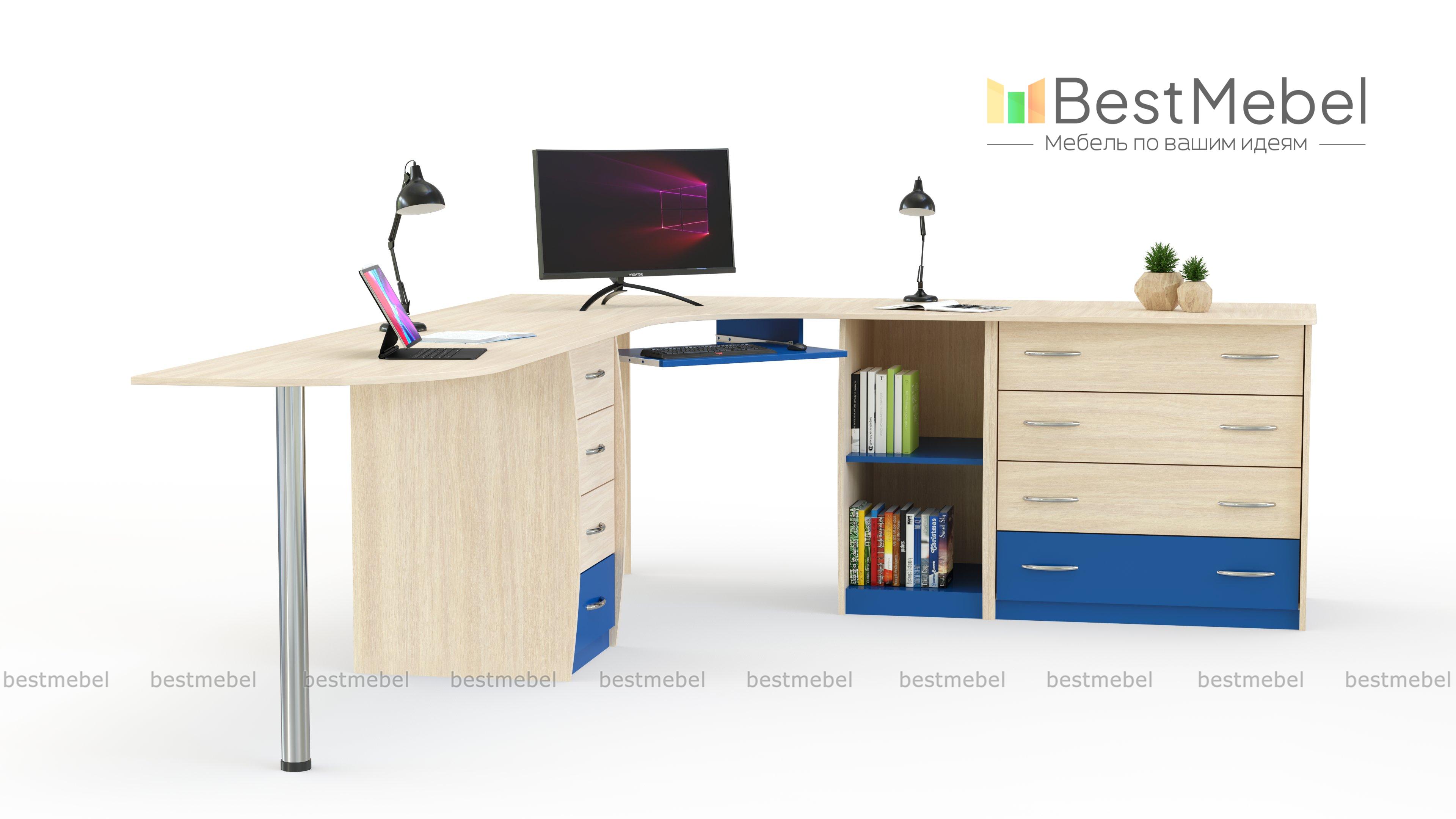 Угловой письменный стол для двоих Нико 88 BMS - Фото