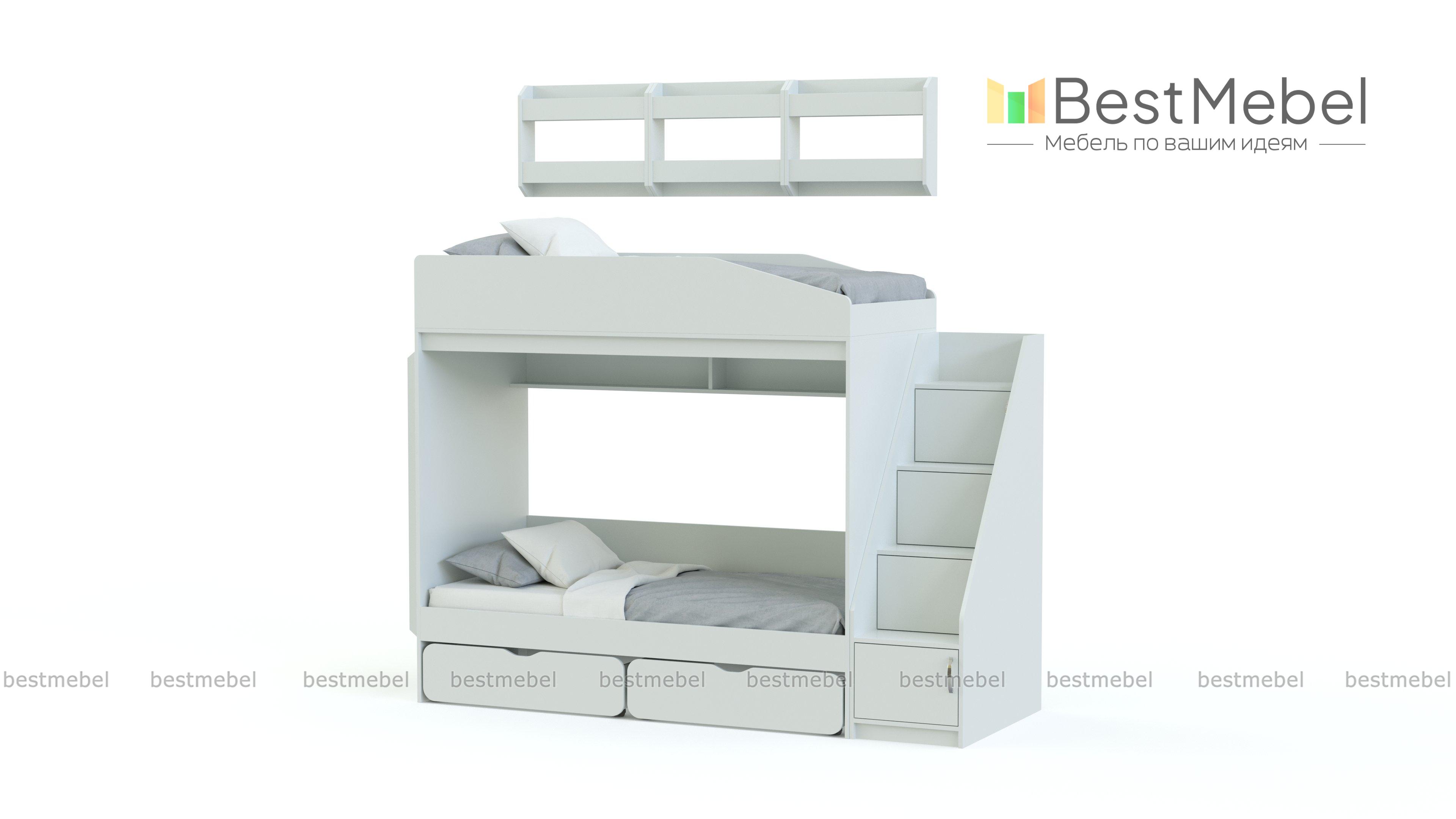 Двухъярусная кровать Миф 10.3 с полками BMS - Фото
