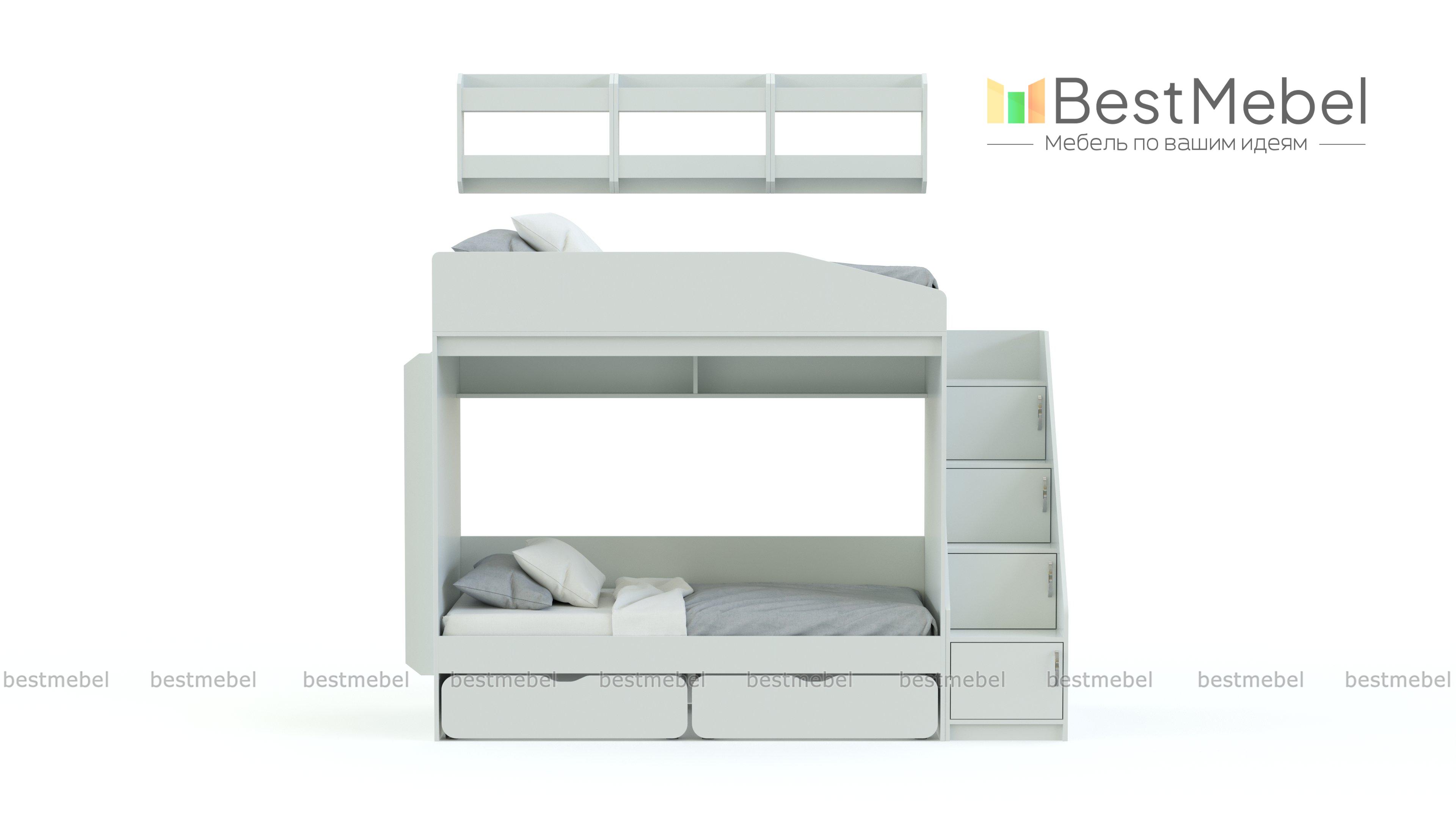 Двухъярусная кровать Миф 10.3 с полками BMS - Фото