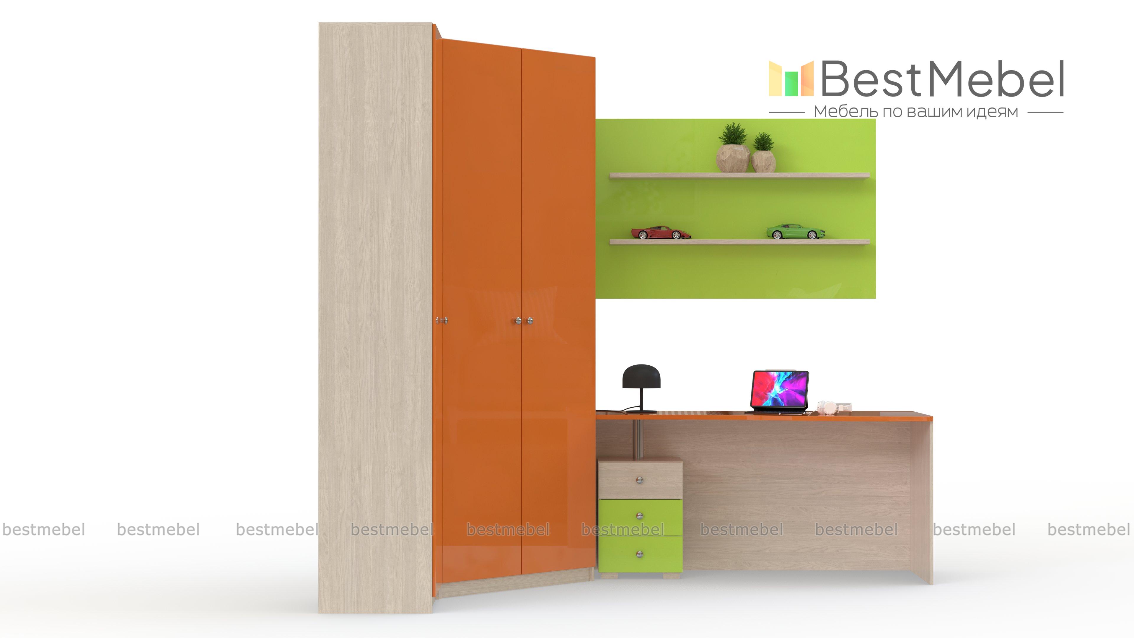 Шкаф угловой со столом Ярко BMS - Фото