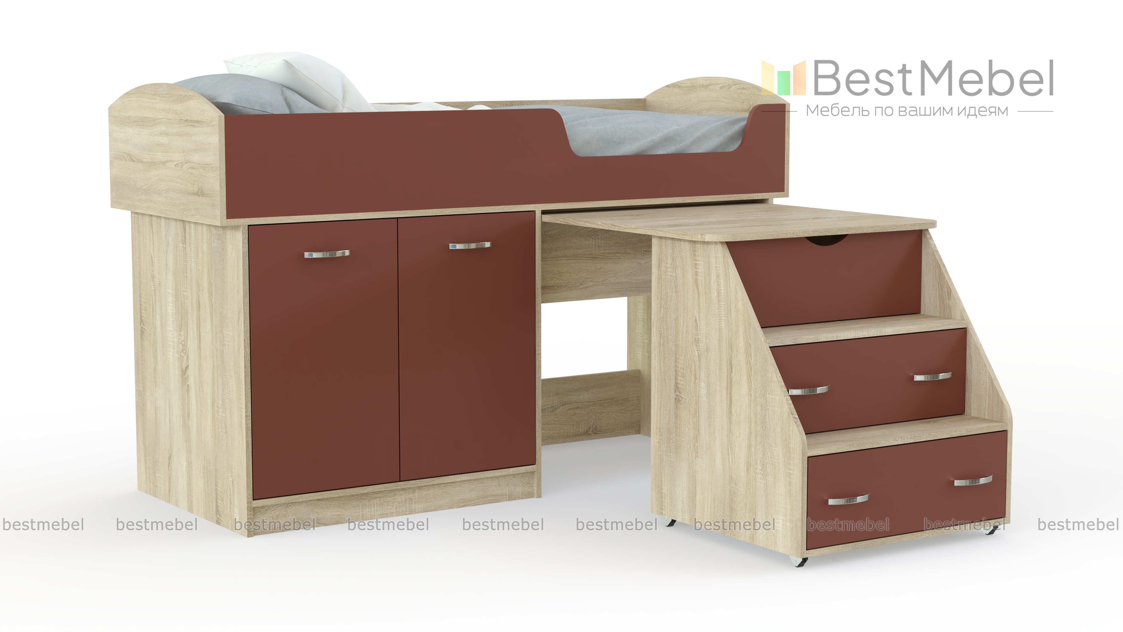 Кровать чердак Дюймовочка 2 BMS