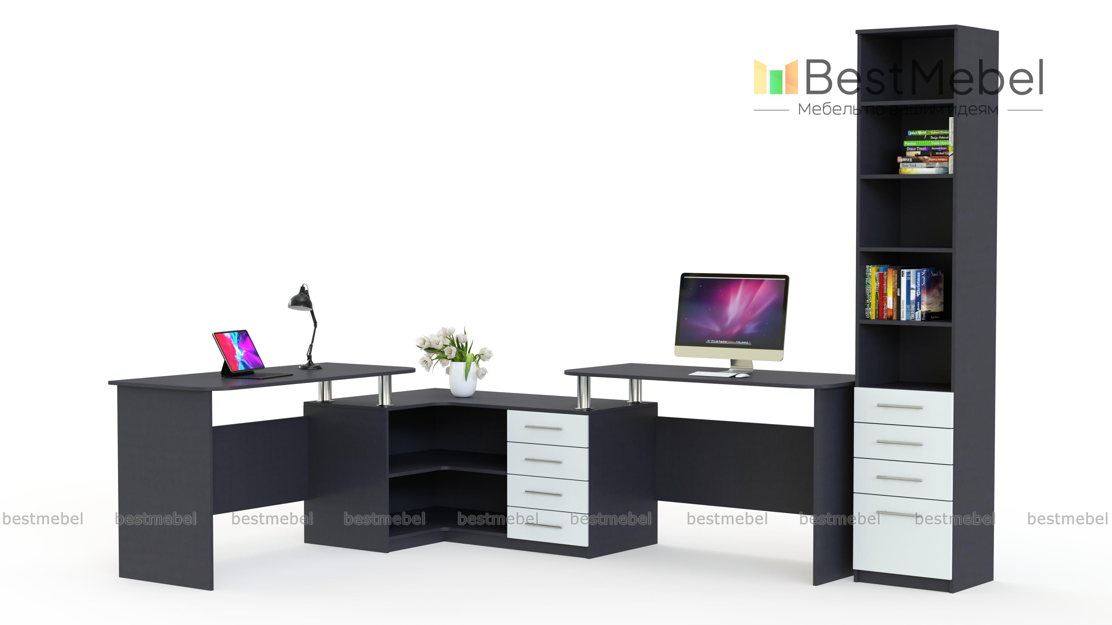 Угловой письменный стол для двоих Канзас 35 BMS - Фото