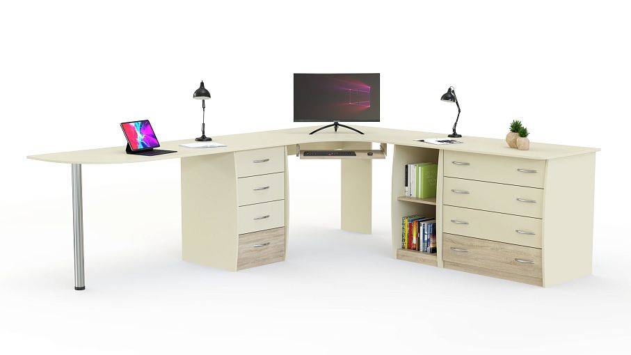 Угловой письменный стол для двоих Нико 88 BMS - Фото