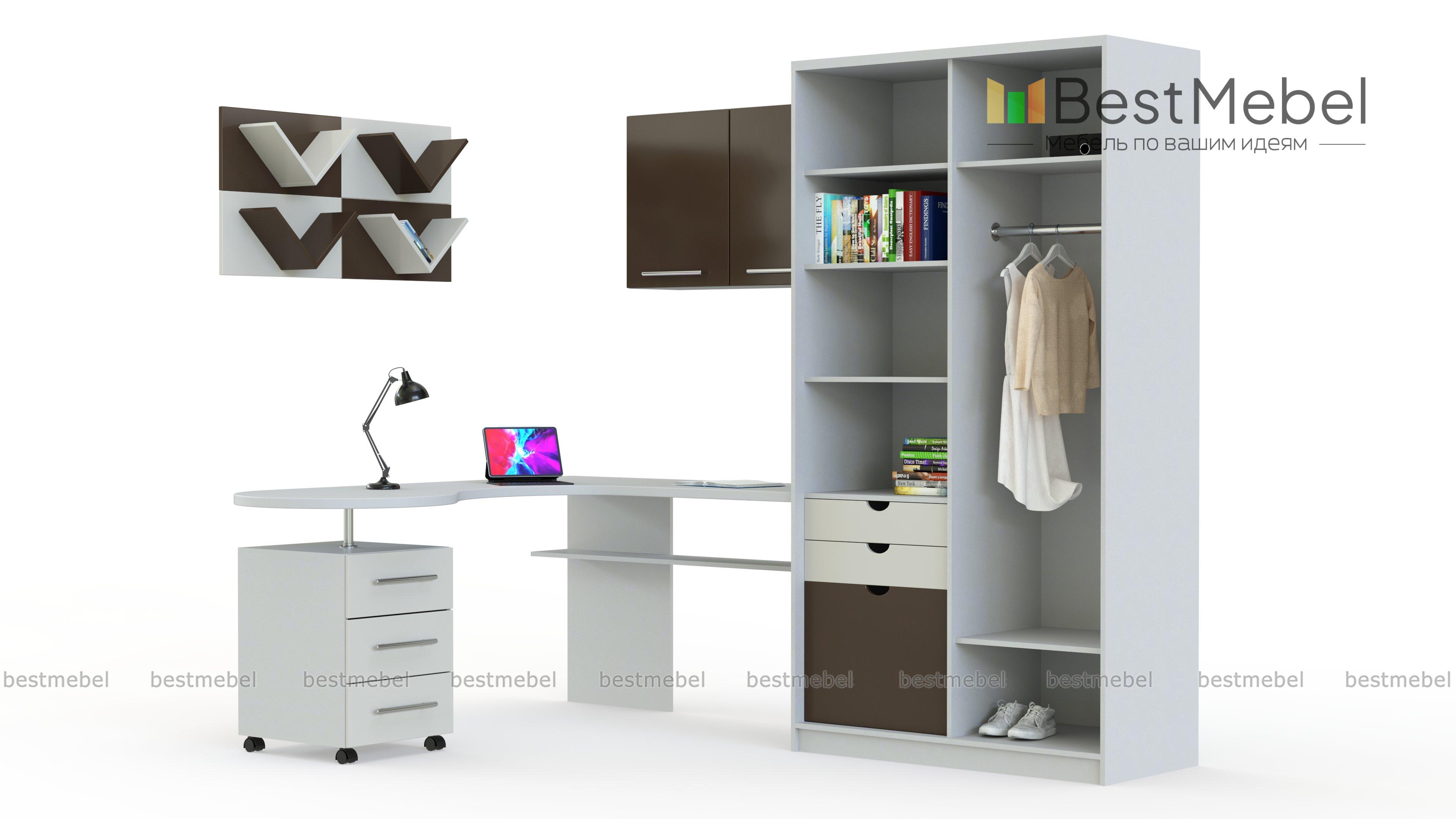 Угловой стол с открытым шкафом София BMS - Фото