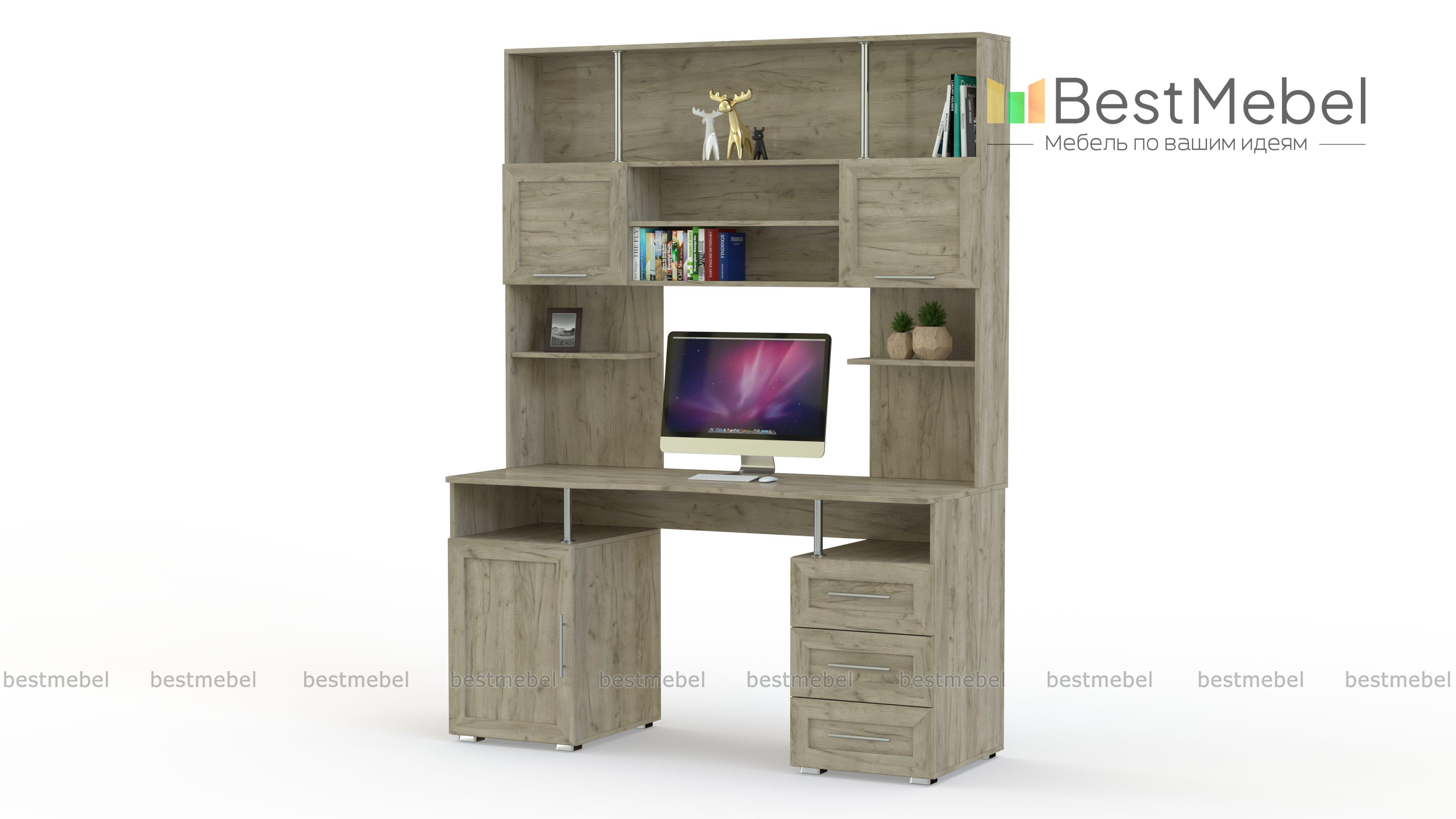 Письменный стол Соло 021 с надстройкой Соло 013 BMS - Фото