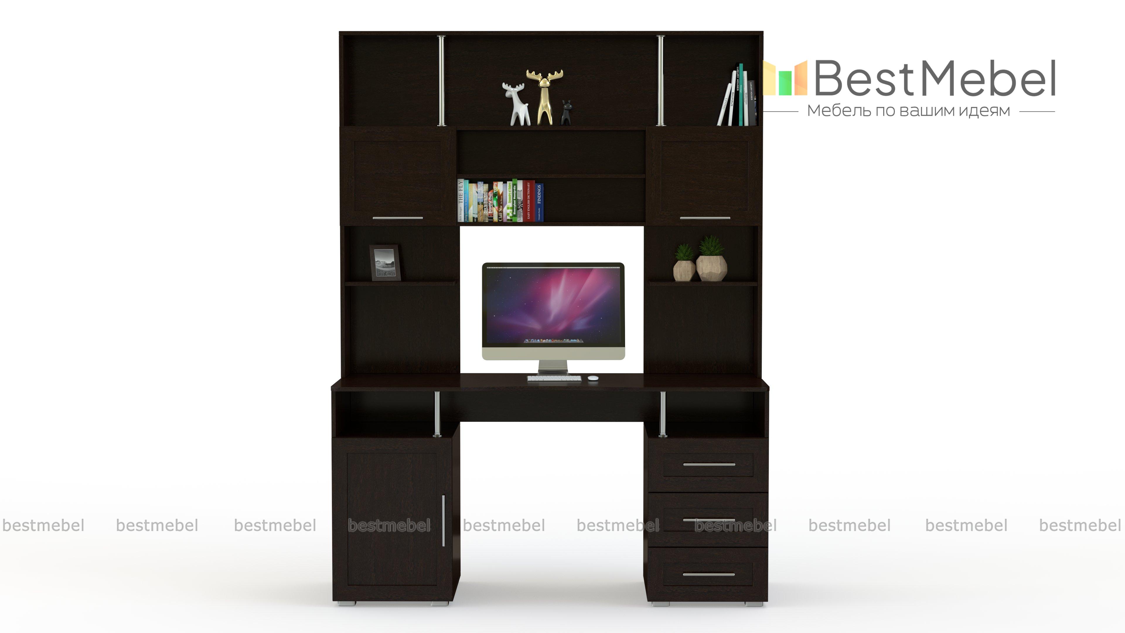 Письменный стол Соло 021 с надстройкой Соло 013 BMS - Фото